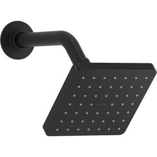 KOHLER Parallel 1-Spray Patterns 1.75 GPM 5 in. Wall Mount Fixed Shower Head in Matte Black K-24805-G-BL