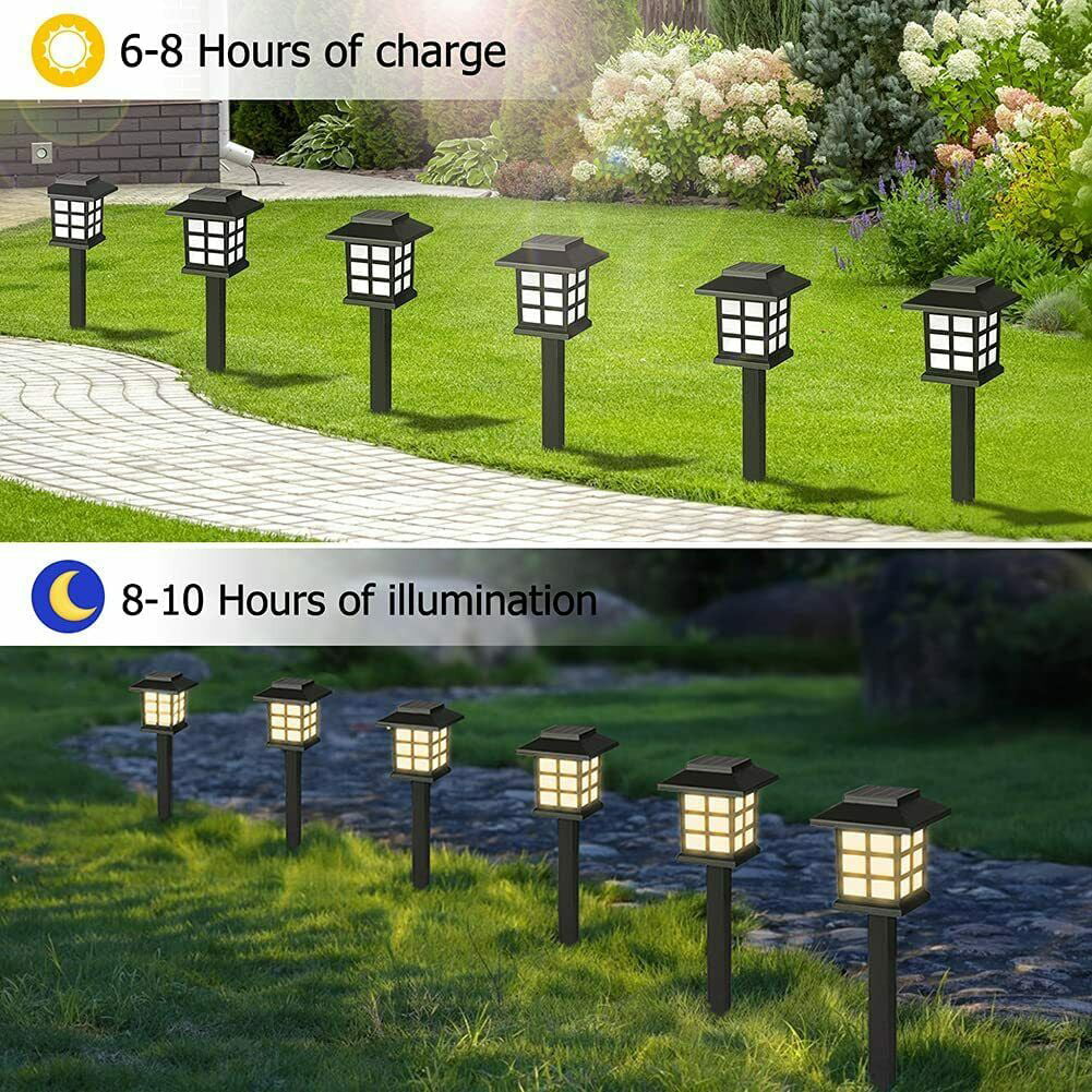 12 pack Solar Pathway Lights Outdoor LED Solar Powered Garden Lights - Warm White