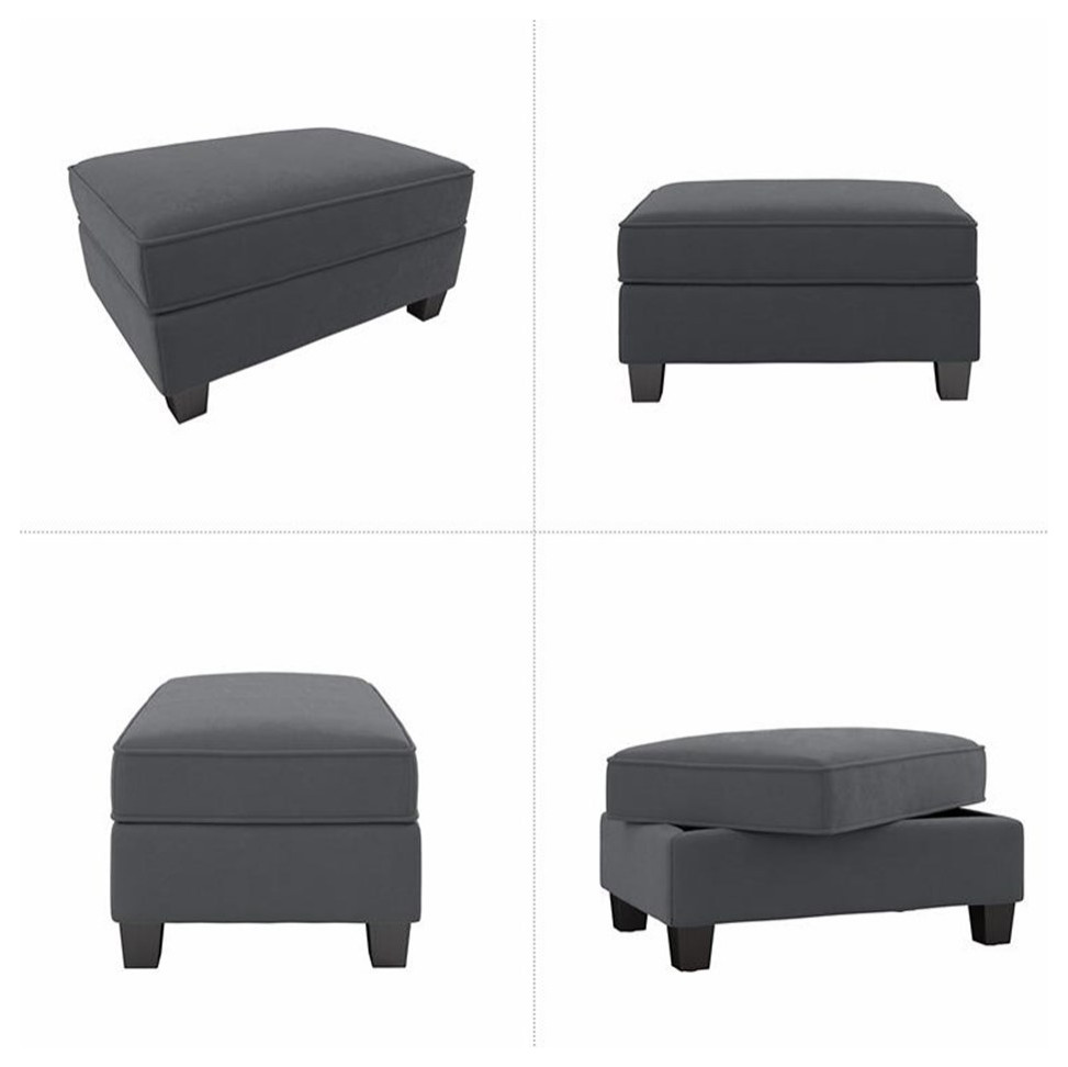 Pemberly Row Modern Storage Ottoman in Dark Gray Finish Microsuede   Transitional   Footstools And Ottomans   by Homesquare  Houzz