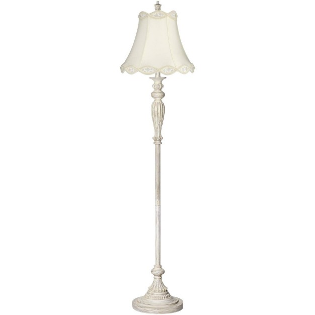 Tall French Country Antique White Washed Cream Bell Shade For Living Room Reading Bedroom Office