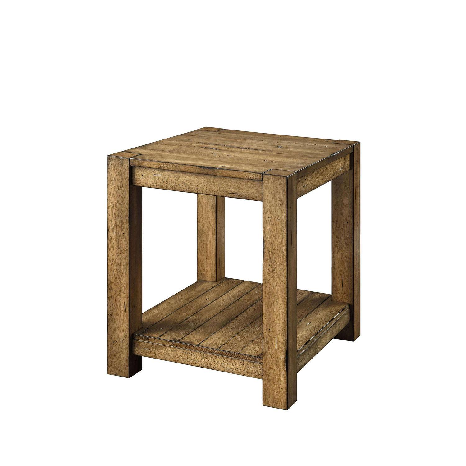 Better Homes and Gardens Bryant Solid Wood End Table， Rustic Maple Brown Finish