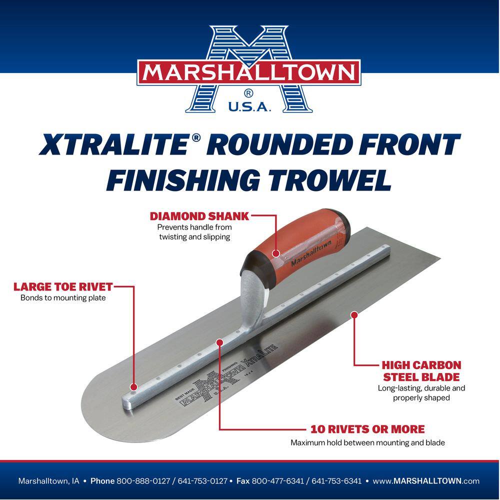 MARSHALLTOWN 14 in. x 4 in. Round Front End Finishing Durasoft Handle Trowel MXS64RED