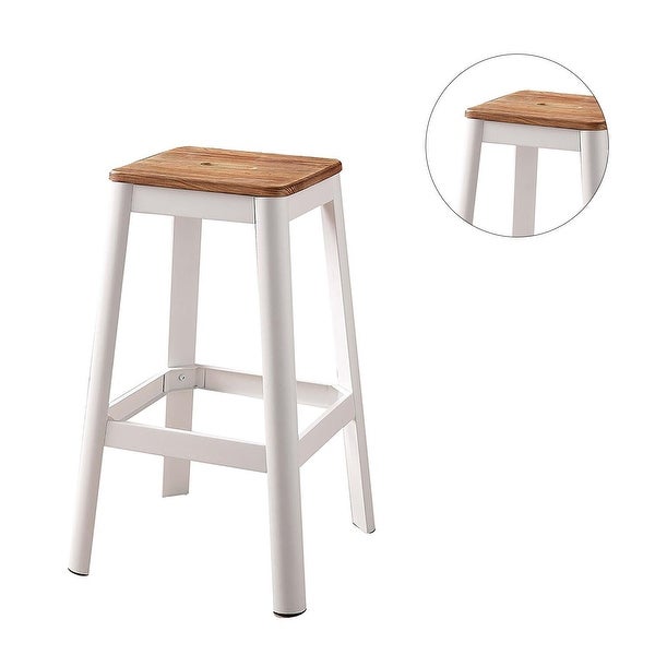 Wood Seat Backless Barstool