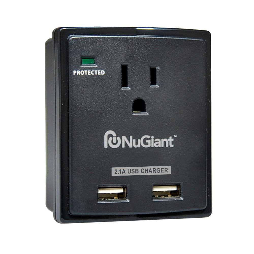 ProHT 1-Outlet Surge Protector with 2 USB Ports Black NSS13