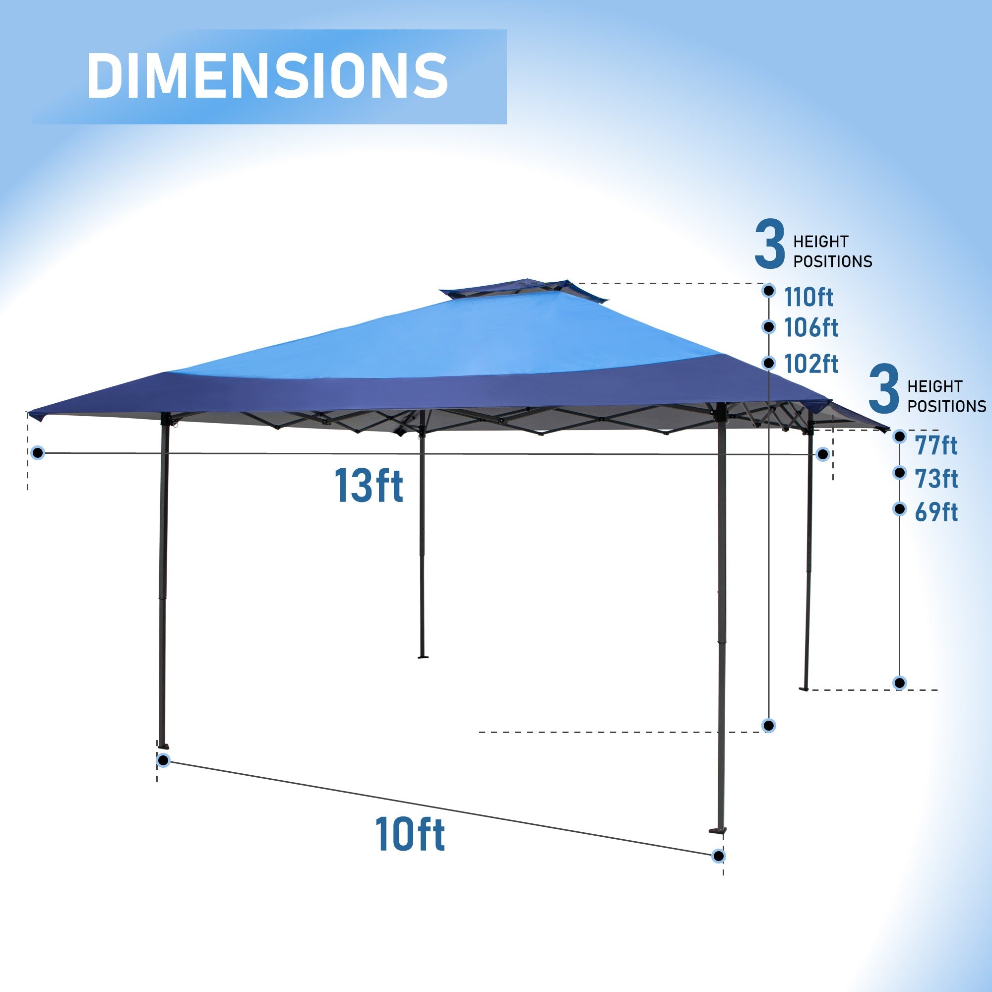 Sophia & William 13' x 13' Pop-up Canopy Tent Patio Gazebo Shelter with Wheeled Bag