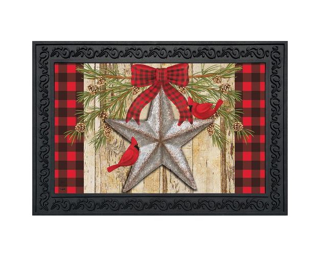 Briarwood Lane Festive Barnstar Winter Doormat Primitive Cardinal