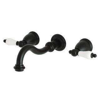 Kingston Brass Restoration 2-Handle Wall-Mount Roman Tub Faucet in Matte Black (Valve Included) HKS3020PL