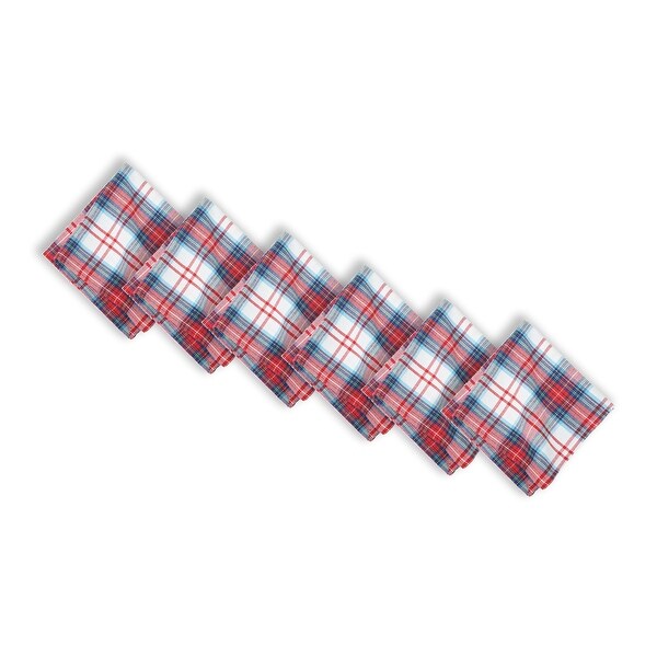 Morris Plaid Red and Green Woven Napkin Set of 6