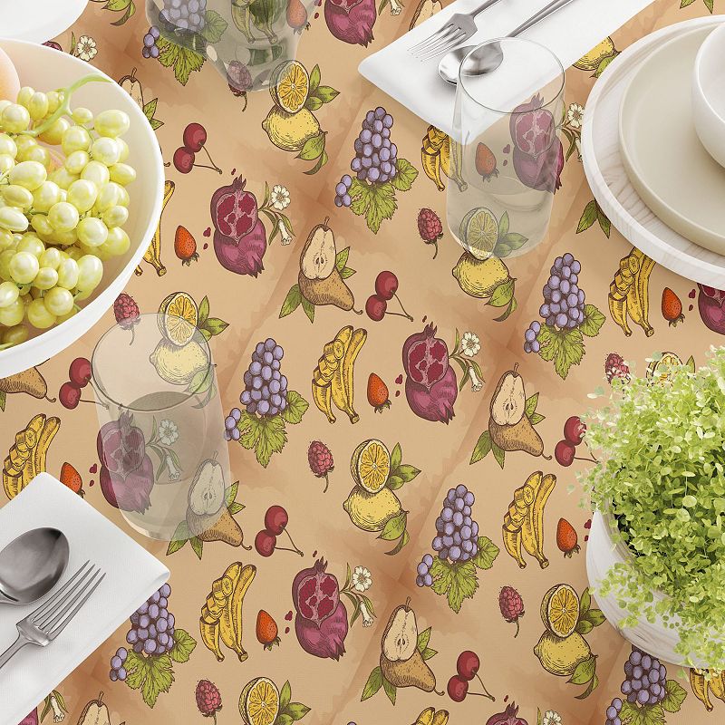 Square Tablecloth， 100% Polyester， 60x60， Bunches of Fruit