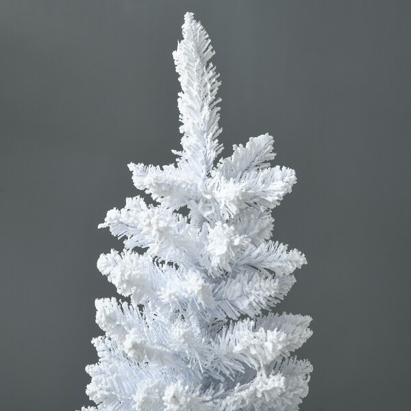 5' / 7' Christmas Tree，Slim Design with Realistic Branches，White