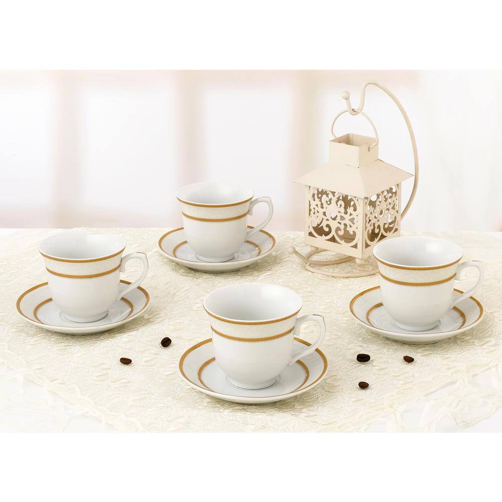 Lorren Home Trends Lorren Home 8 oz. Gold TeaCoffee Set Porcelain (Set of 4) Amelia-4