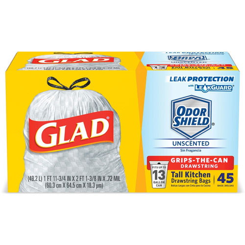 Clorox Glad Trash Bag | 13-gallon， Drawstring， 2'x2-1