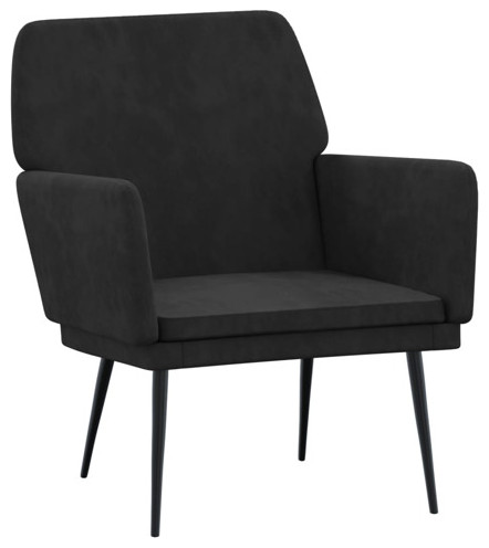 vidaXL Accent Chair Modern Single Sofa Side Chair for Living Room Black Velvet   Midcentury   Armchairs And Accent Chairs   by vidaXL LLC  Houzz