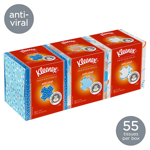 Kimberly-Clark Kleenex Professional Anti-Viral Facial Tissue Cube for Business (21286) | White， 3 Boxes