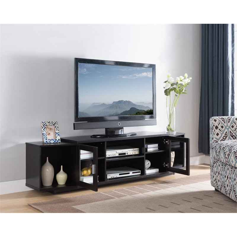 Furniture of America Vinnie Modern Wood 72 Inch TV Stand in Cappuccino   Transitional   Entertainment Centers And Tv Stands   by Homesquare  Houzz