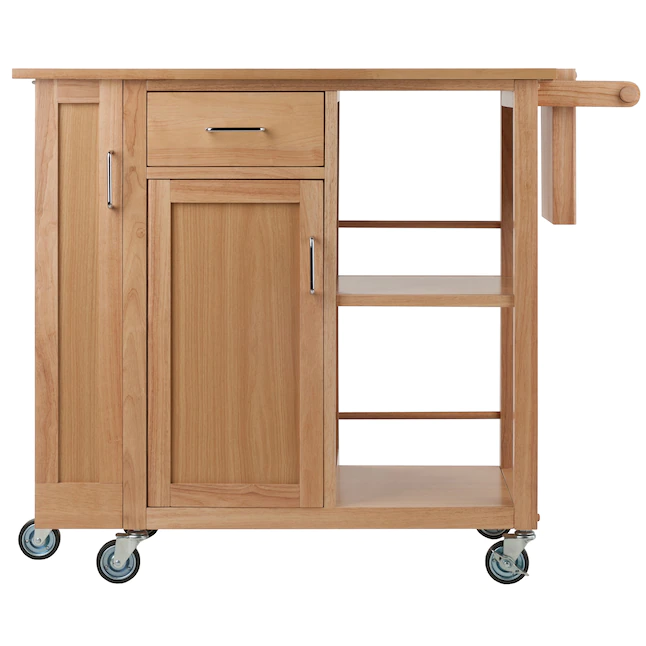 Winsome Wood 89443 Wood Base with Wood Top Rolling Kitchen Cart (18.98-in x 42.52-in x 35.63-in)