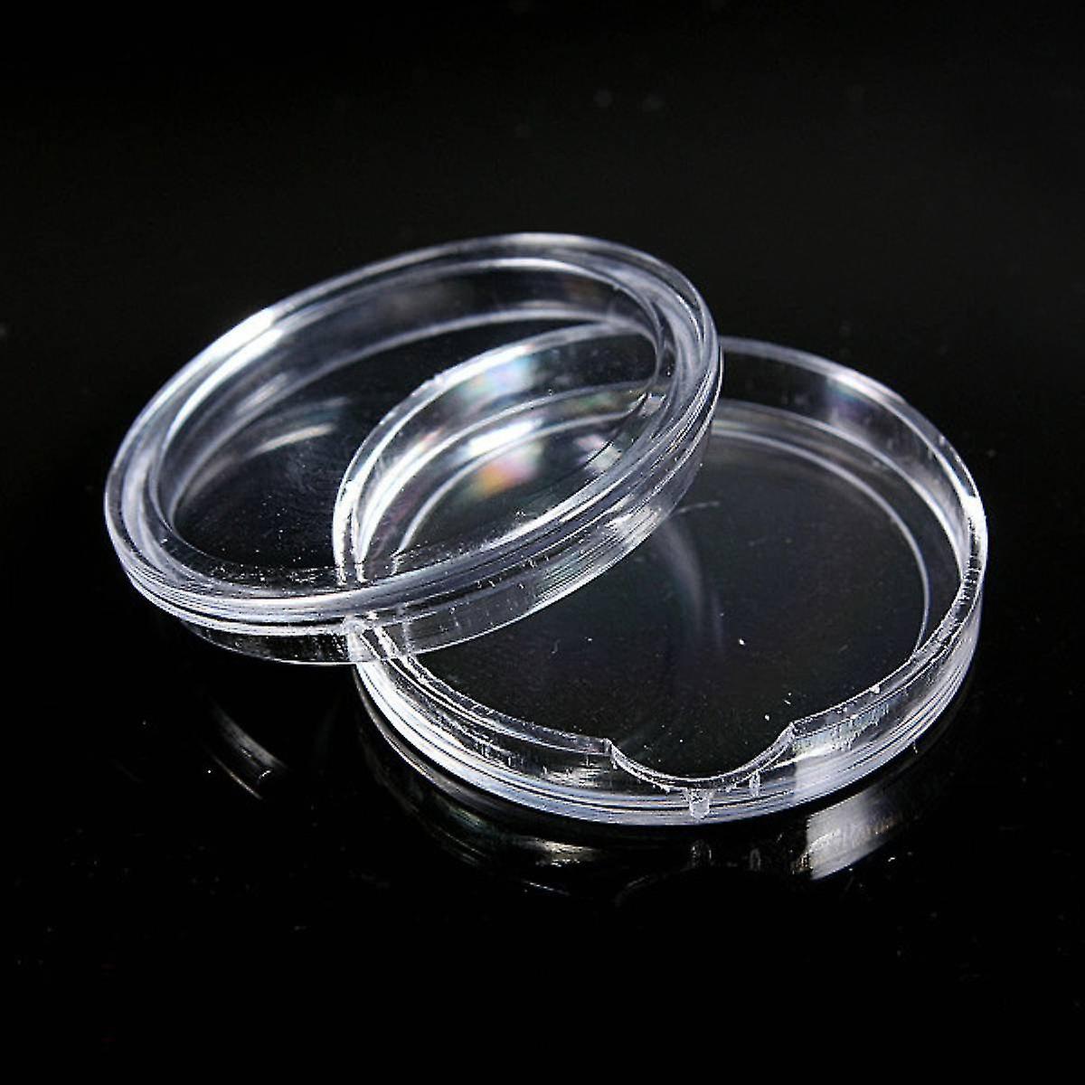 Small Round Transparent Plastic Coin Capsules Box， 10 Pcs 20mm and 10 Pcs 22mm