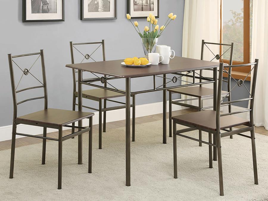 Anna 5-piece Rectangular Dining Set Dark Bronze  -  100033