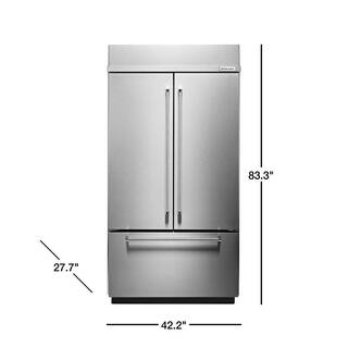 KitchenAid 24.2 cu. ft. Built-In French Door Refrigerator in Stainless Steel Platinum Interior KBFN502ESS