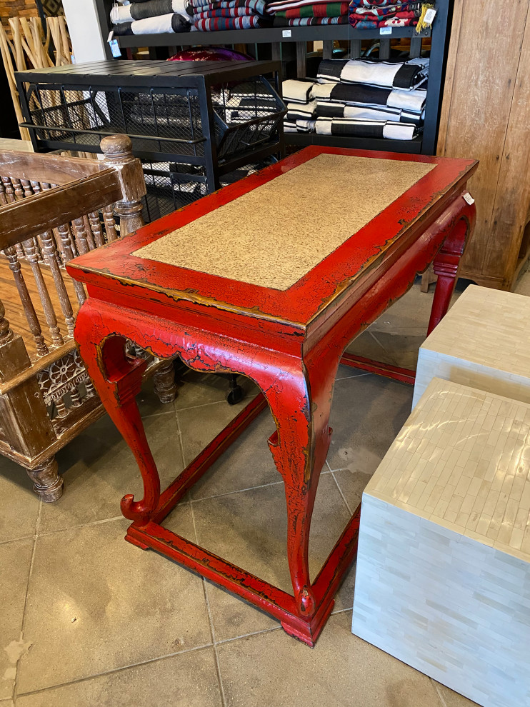 Consigned Mongolian Red Serving Console   Farmhouse   Console Tables   by Design Mix Furniture  Houzz