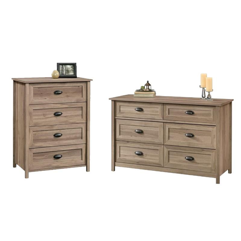 2 Piece Bedroom Set with Dresser and Chest in Salt Oak