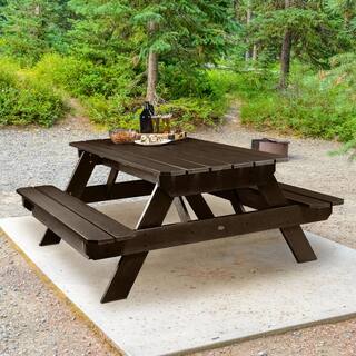 Highwood Sequoia Professional Weathered Acorn Rectangular Plastic Outdoor Picnic Table CM-TBLSQ36-ACE