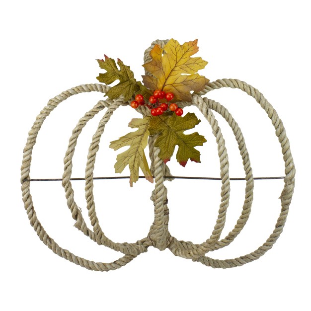 Autumn Foliage And Rope Pumpkin Thanksgiving Wall Hanging