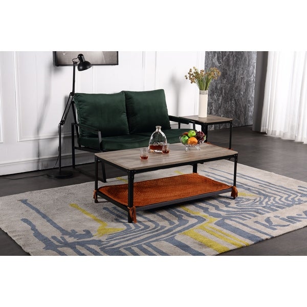 46 in.Rectangle Artificial wood board multi-function Coffee table with shelf