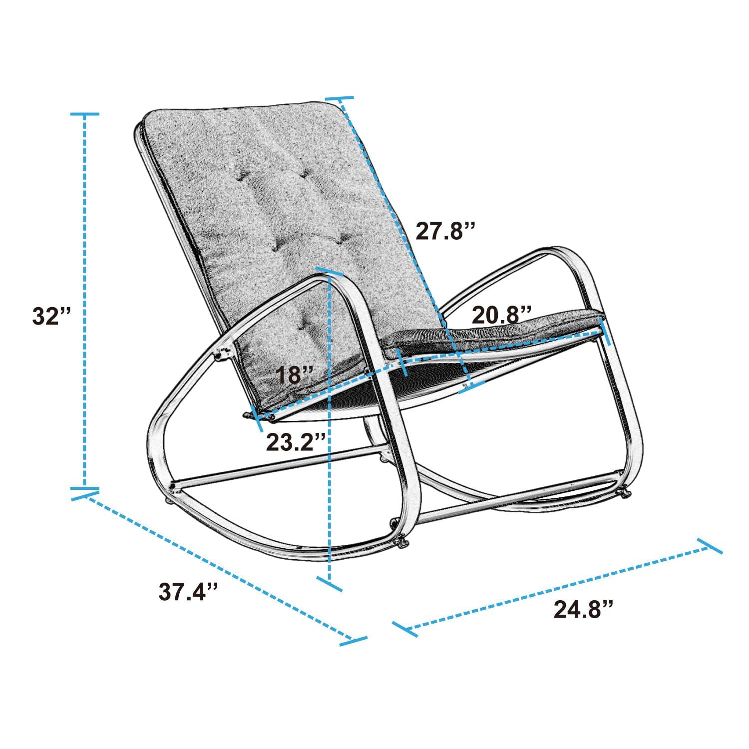 Sophia & William Outdoor Padded Rocking Chairs with Black E-coated Steel Frame