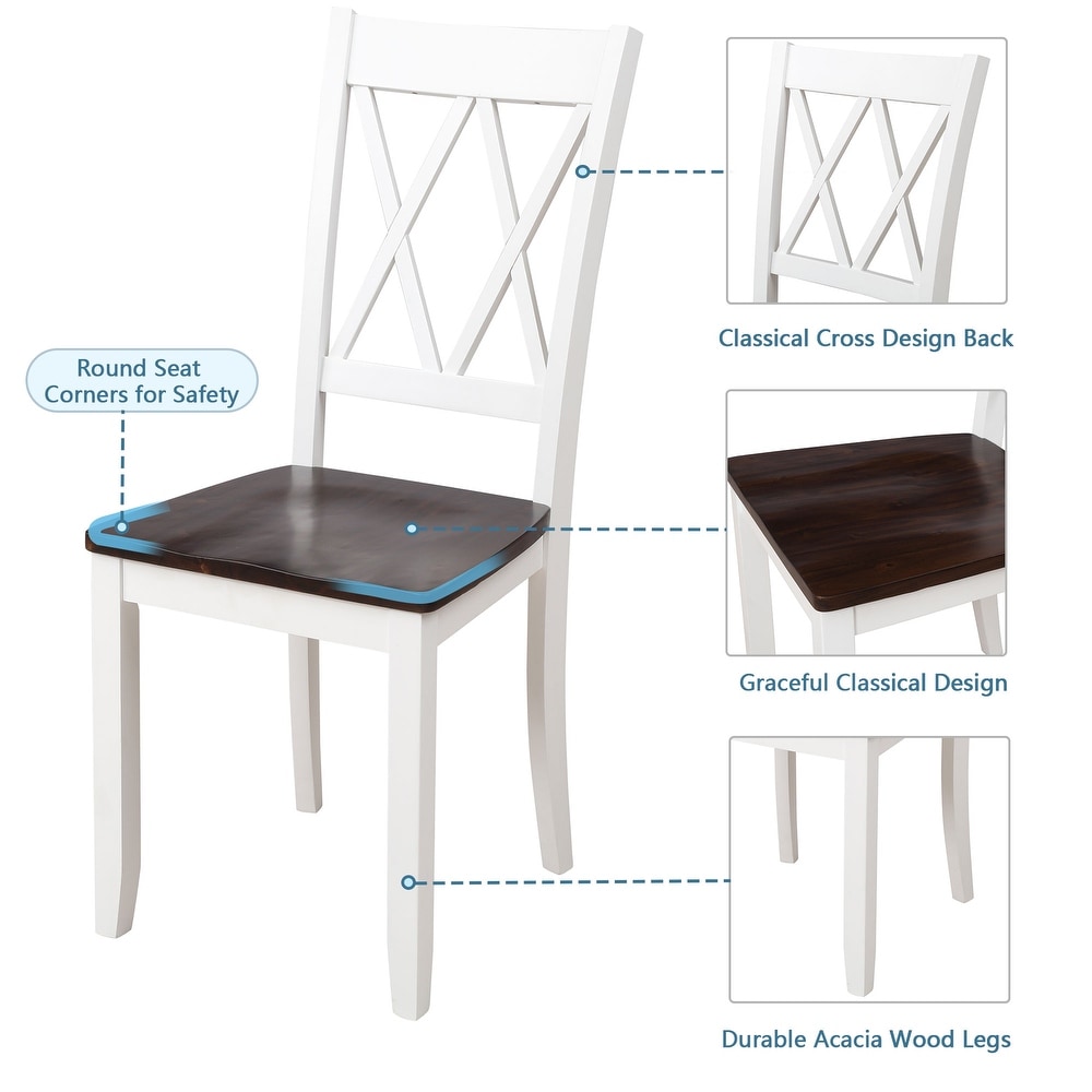 5 Piece Wooden Breakfast Nook Dining Table Set w/Ergonomic Chair White