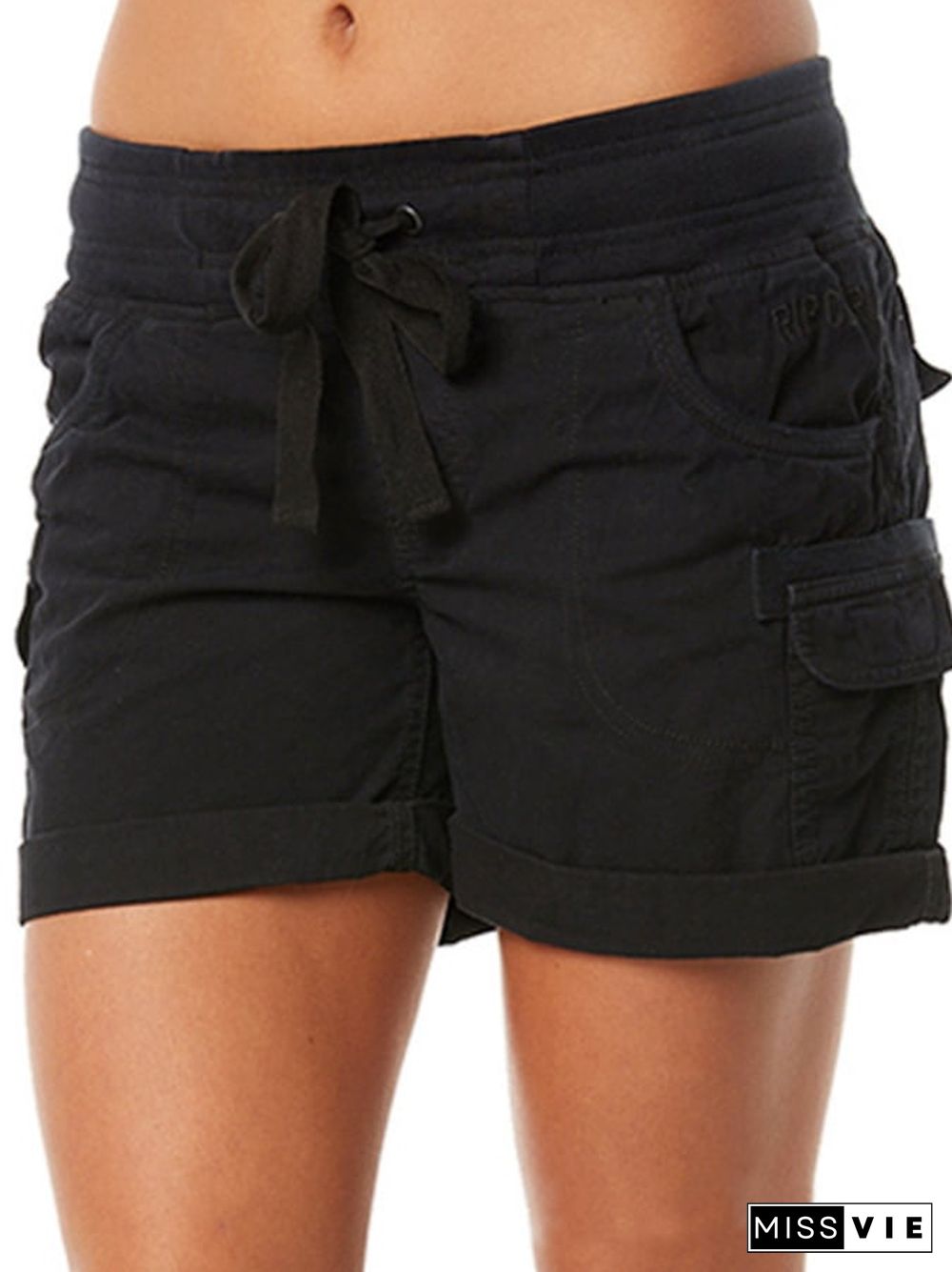 Women's Solid Color Cargo Shorts