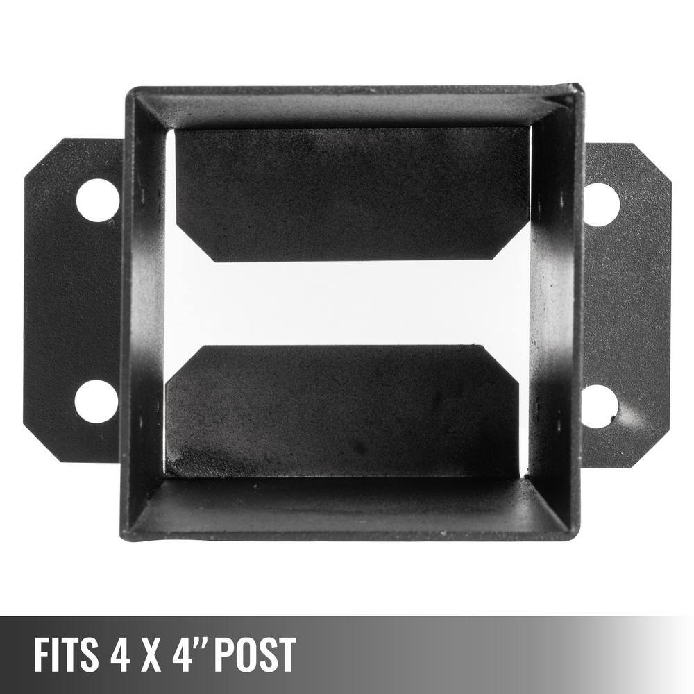 VEVOR 4 in. x 4 in. Post Base Deck Post Base Post Bracket Fence Post Anchor Black Powder-Coated Deck Post Base (3-Pieces) LJJDZ4X4LZDZ3PCS1V0