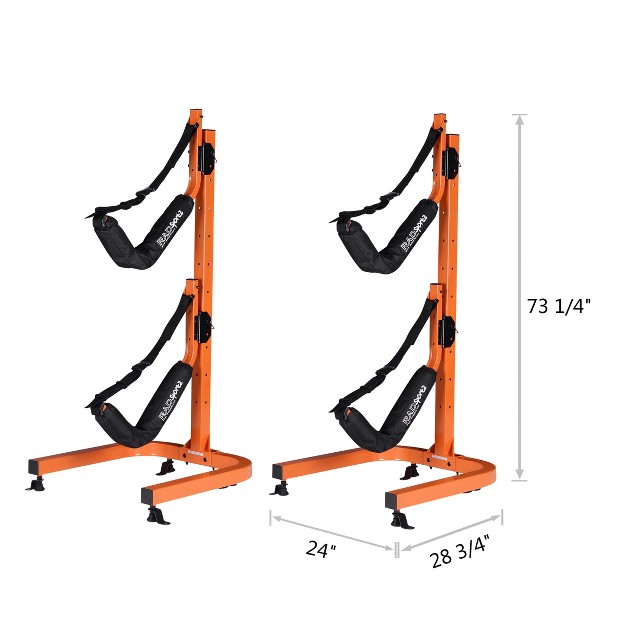 Kayak Storage Rack Two 73 25 in Freestanding Kayak Stands With Dual Arms And Adjustable Straps Holds 2 Canoes Sup Paddleboards By Rad Sportz