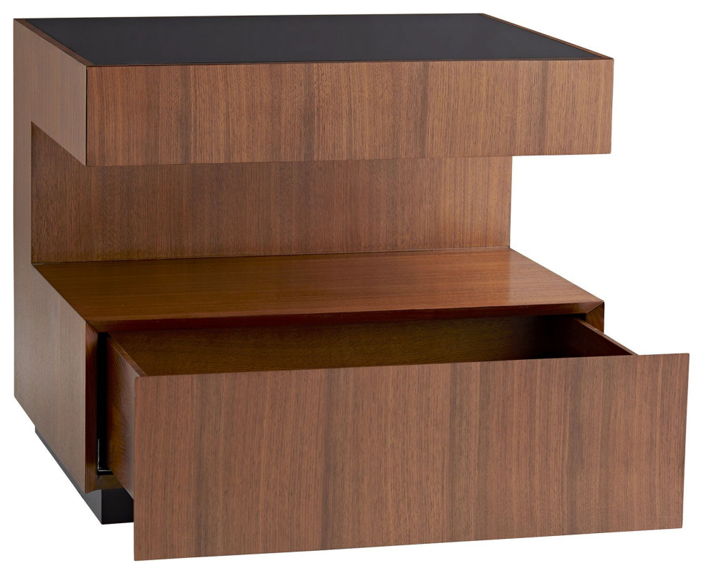 Geron End Table  Satin Walnut  Square  28 quotW (5649 3MNN8)   Transitional   Side Tables And End Tables   by Lighting Reimagined  Houzz