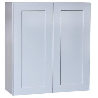 Plywell Ready to Assemble 24x30x12 in. Shaker Double Door Wall Cabinet with 2 Shelves in Gray SGxW2430