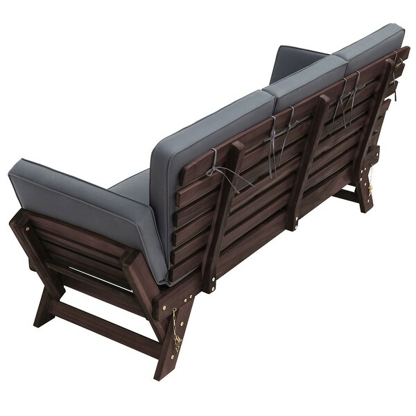 Outdoor Adjustable Wooden Daybed Sofa with Cushions