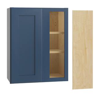 Home Decorators Collection Newport Blue Painted Plywood Shaker Stock Assembled Corner Kitchen Cabinet Soft Close Blind Rt 27 in. x 30 in. x 12 in. WBCU2730R-NMB