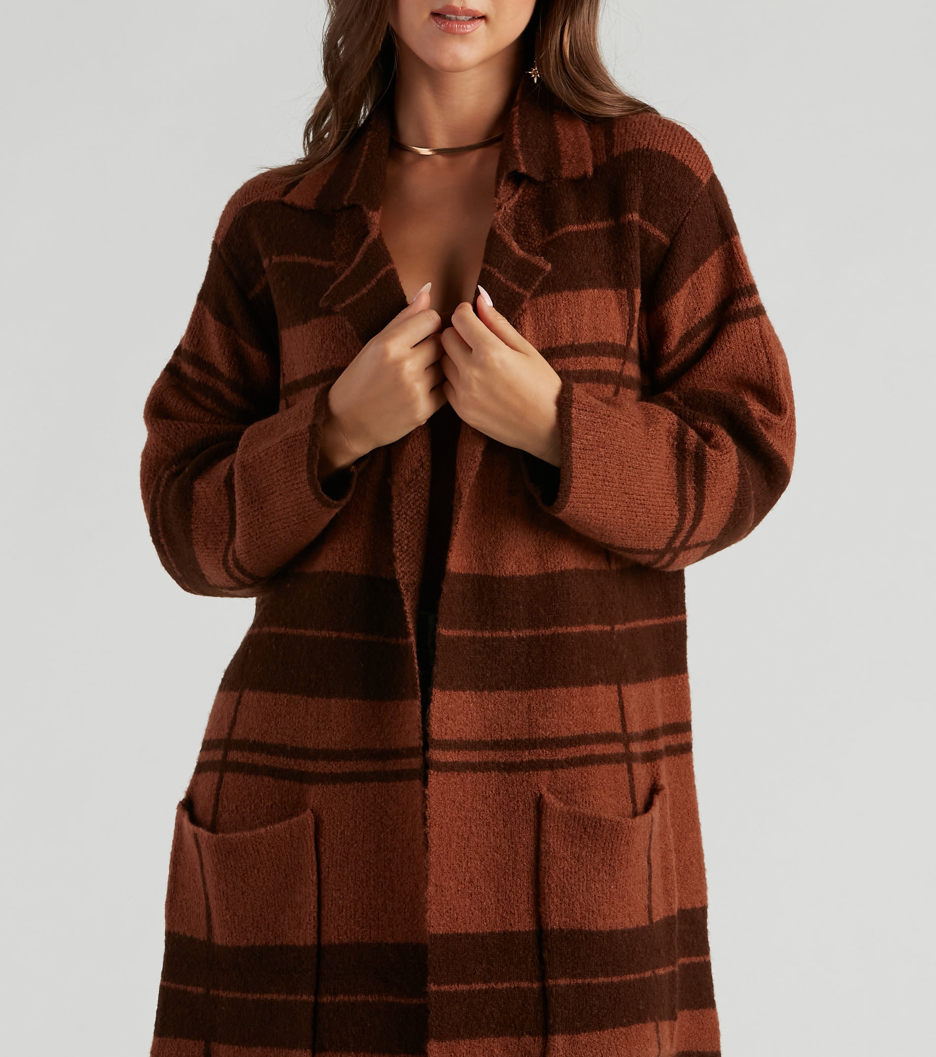 Comfort Zone Plaid Collared Duster