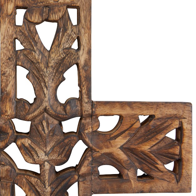 X 9 quot Mango Wood Biblical Carved Cross Wall Decor Brown Olivia amp May