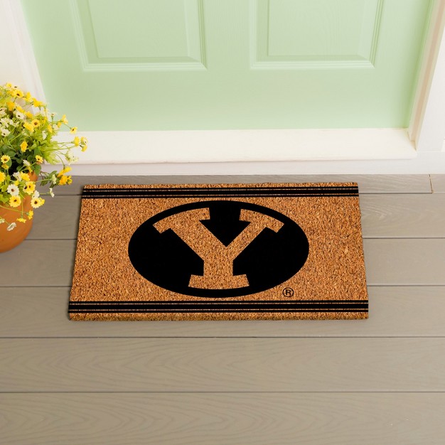 Evergreen Brigham Young University Logo Turf Mat Brown 28 X 16 Inches Indoor Outdoor Doormat