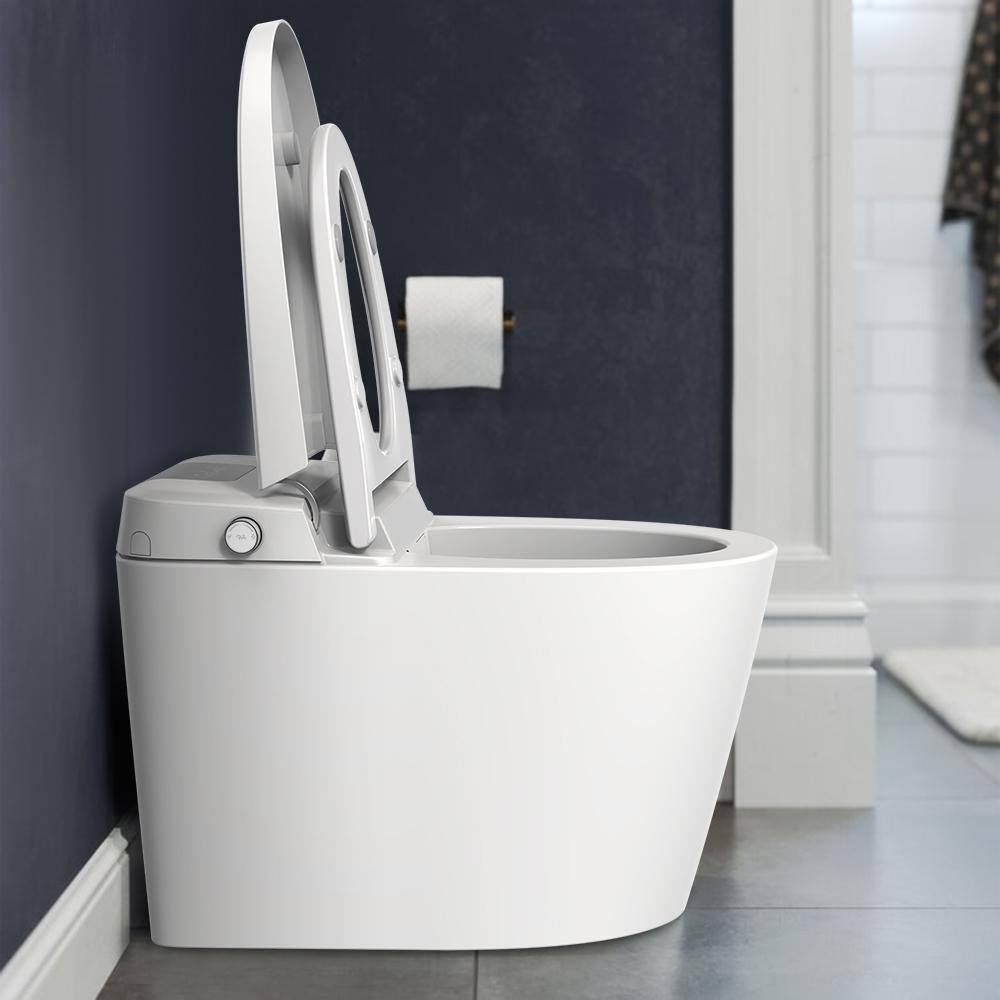 FAMYYT Smart 1.061.27 GPF Dual Flush Elongated Electric Toilet Bidet with Automatic Flush and Remote Control in White XJ-ST1310-L