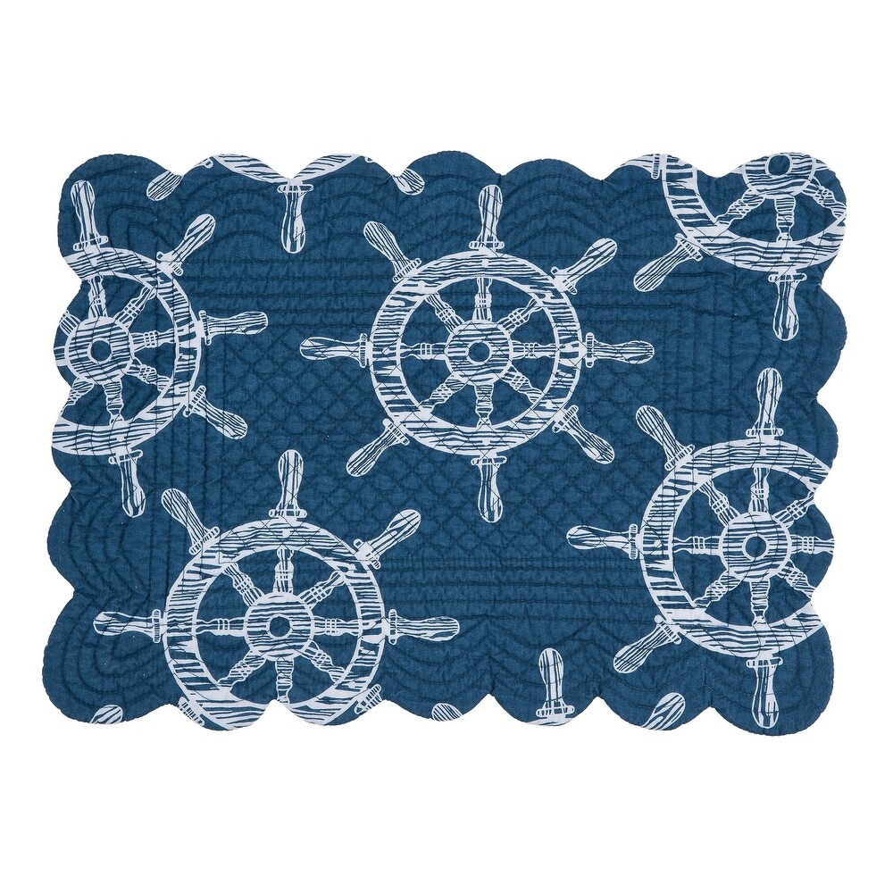 Maritime Cotton Quilted Rectangular Reversible Placemat Set of 6   Set of 6