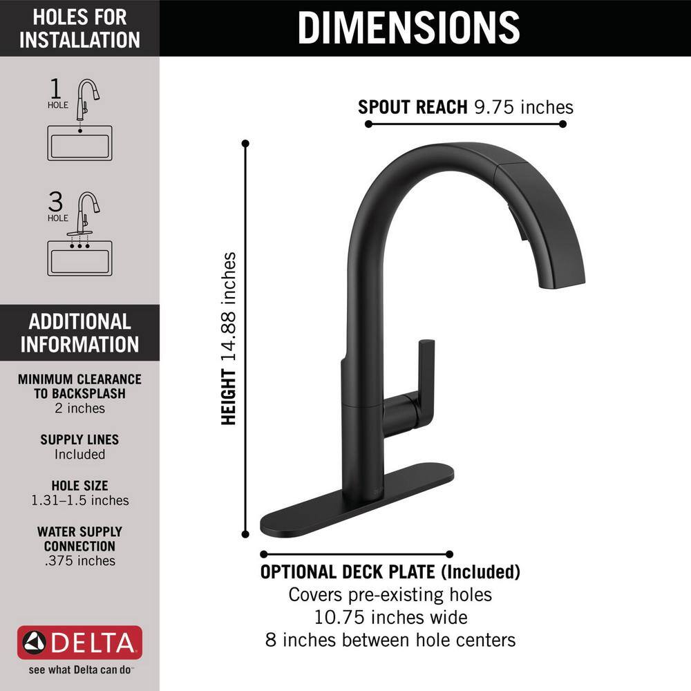 Delta Keele Single-Handle Pull-Down Sprayer Kitchen Faucet in Matte Black 19824LF-BL