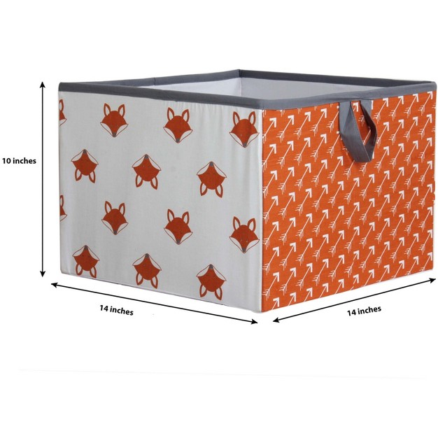 Bacati Playful Fox Orange gray Storage Box Large