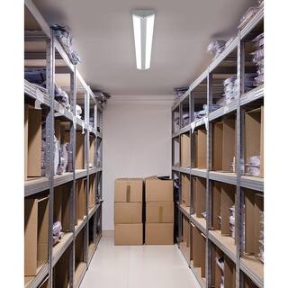 Commercial Electric 4 ft. 5500 Lumens Garage Light Shop Light Office LED Wraparound Light 0 to 10 Volt Dimmable 120-277v 4000K Bright White 56802191