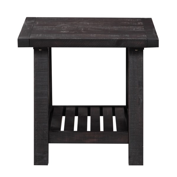 Pine Wood End Table with Exposed Hardware， Brown