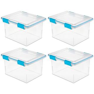 Sterilite 19334304 32 Quart Gasket Box with Clear Base and Lid (4 Pack) 4 x 19334304