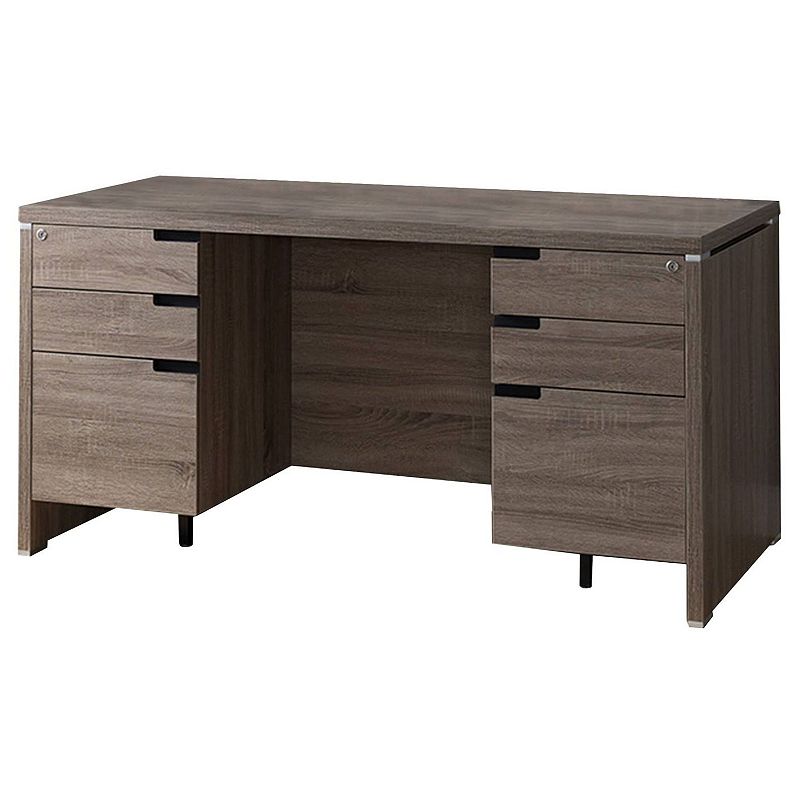 FC Design Dark Taupe Home Office Desk with 4 Lockable Drawers