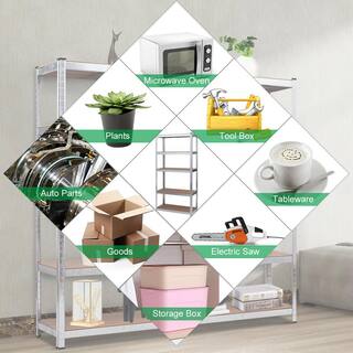 Costway 71 in. Heavy Duty Storage Shelf Steel Metal Garage Rack 5-Level Adjustable Shelves (2-Pieces) 2*TL33815SL