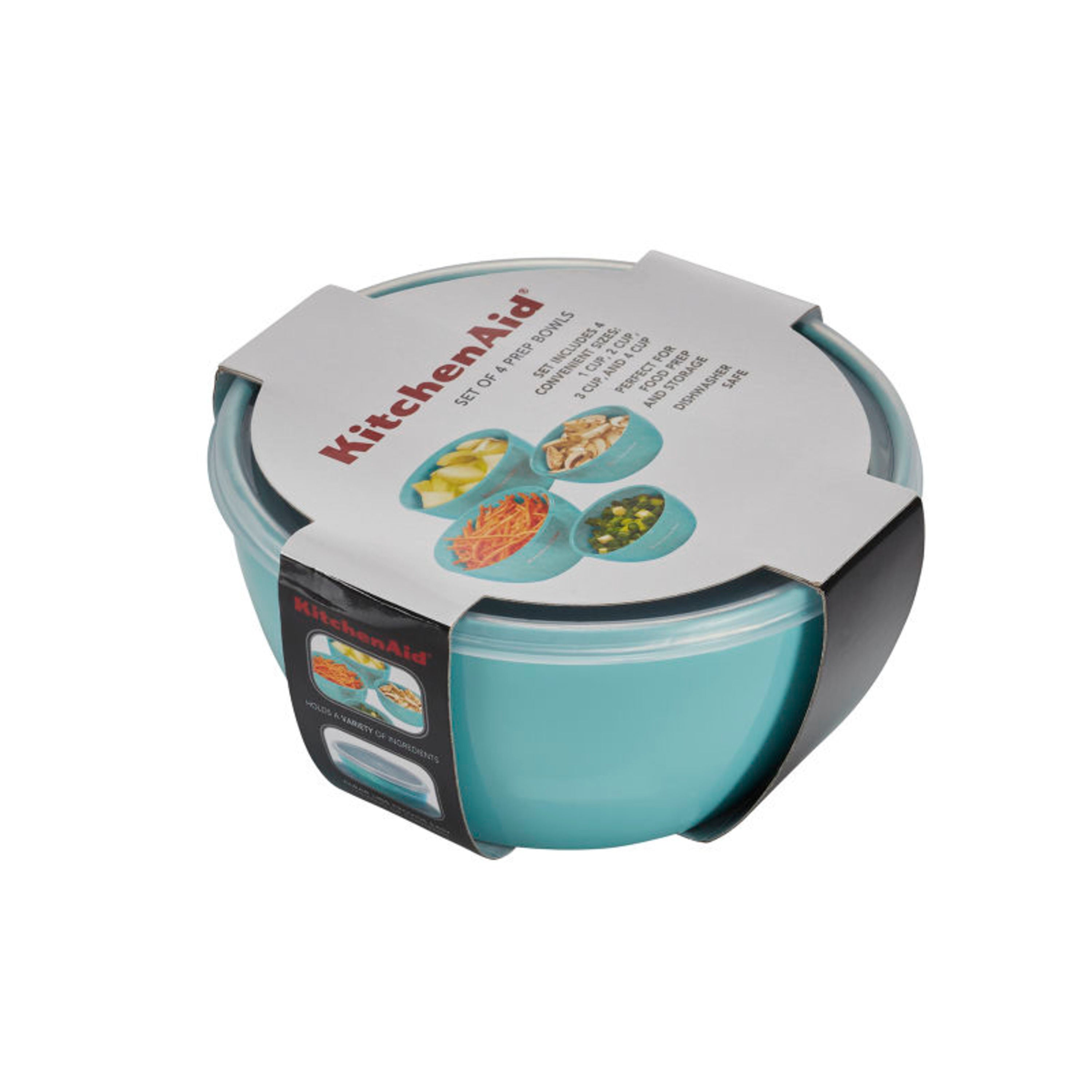 Kitchenaid 4-piece Prep Bowl Set with Lids in Aqua Sky and Assorted Sizes